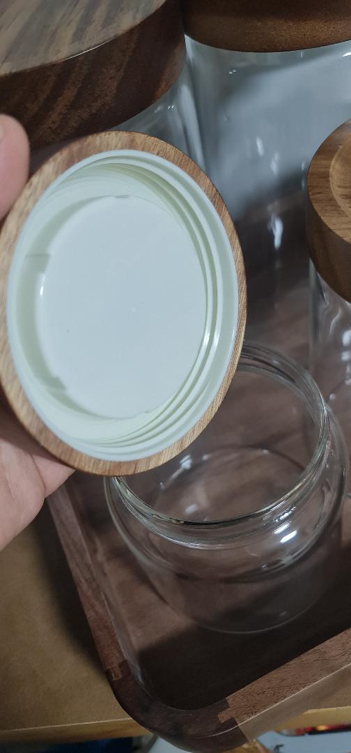 Glass Jar with Acacia Screw-Lid Cover (Balang Kueh Raya)