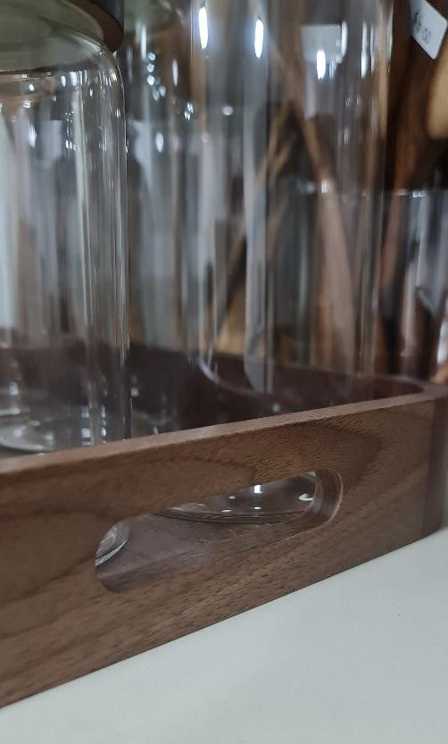 Glass Jar with Acacia Screw-Lid Cover (Balang Kueh Raya)
