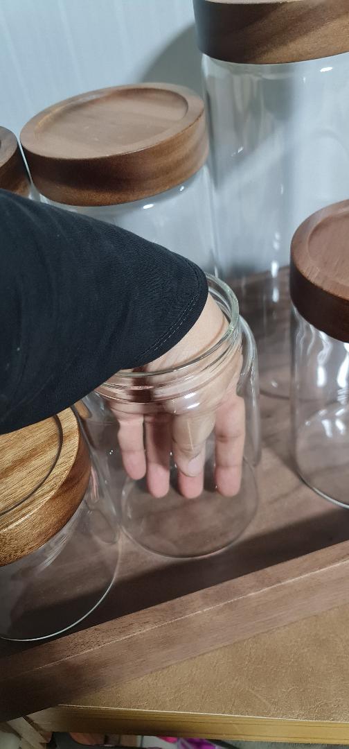 Glass Jar with Acacia Screw-Lid Cover (Balang Kueh Raya)