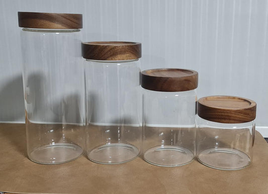 Glass Jar with Acacia Screw-Lid Cover (Balang Kueh Raya)